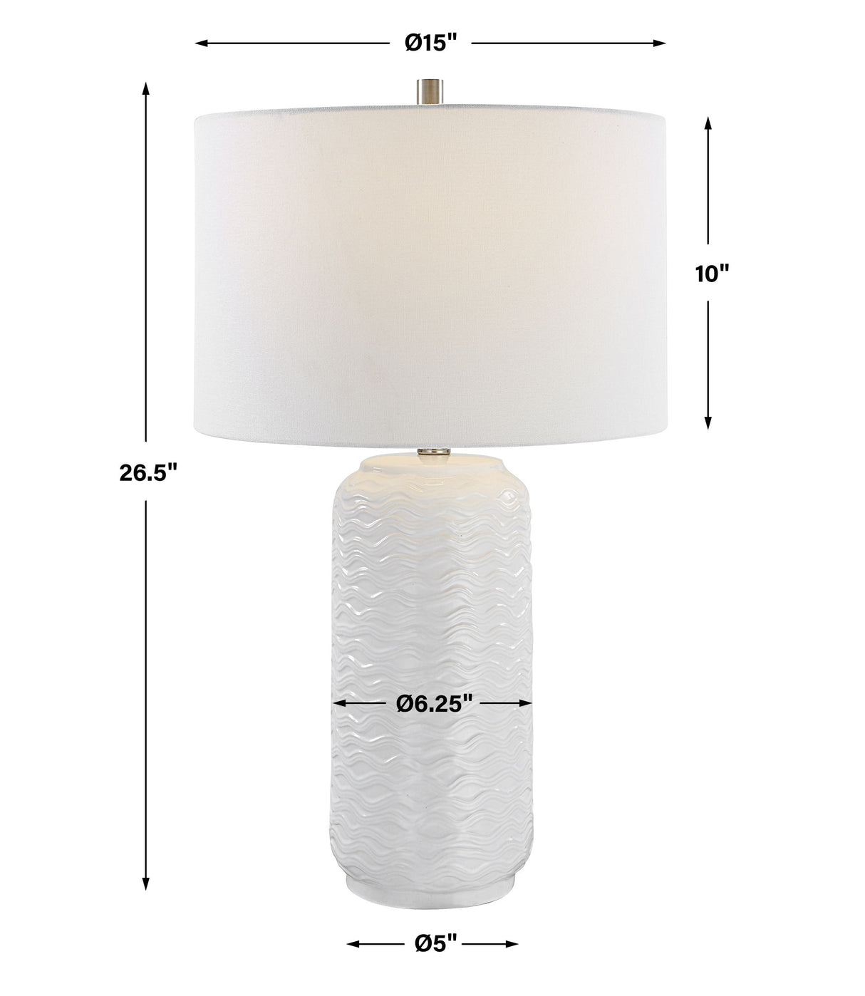 Table Lamp - White & Brushed Nickel