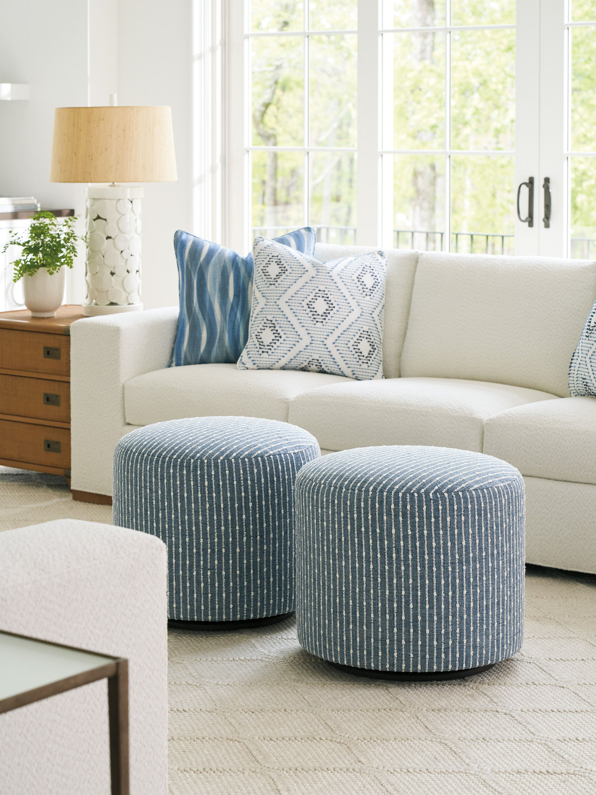 Barclay Butera Upholstery - Three Arch Swivel Ottoman