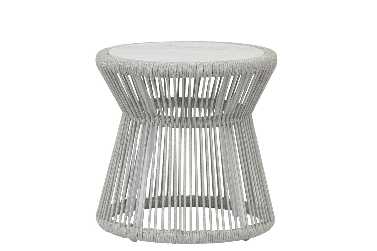 Miami - End Table With Honed Carrara Marble Top - Frost