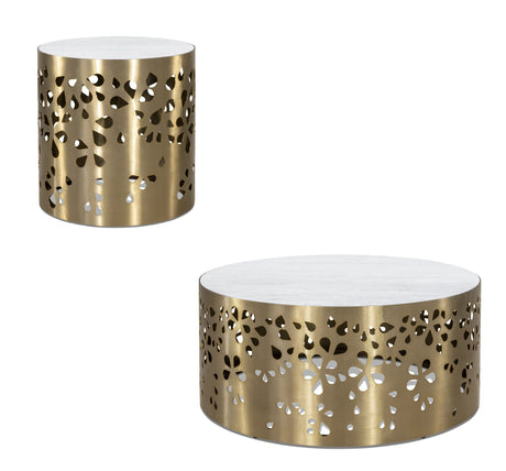 Nora - Cocktail Table - Brushed Gold / White