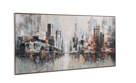 City Scape - Framed Canvas - Dark Gray / Gray