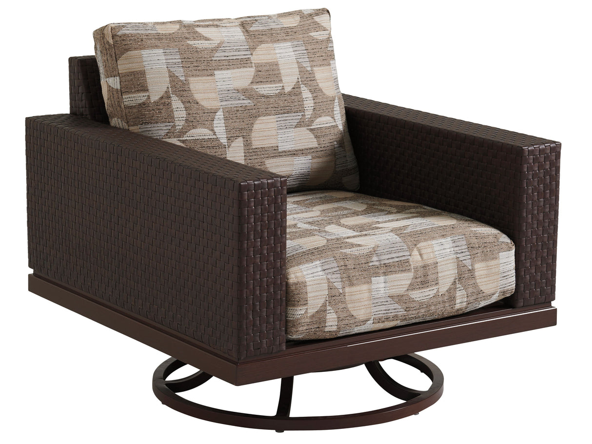 Abaco - Swivel Lounge Chair - Dark Brown / Beige