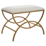 Upholstered Accent Stool - Antique Brushed Brass