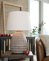 Darrich - Beige / White - Metal Table Lamp