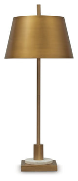 Fritzburn - Gold Finish / White - Metal Table Lamp