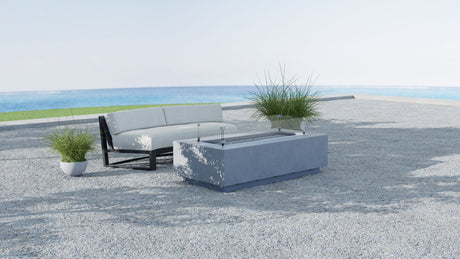 Gravelstone - Rectangular Fire Table With Glass Surround - Pearl Silver