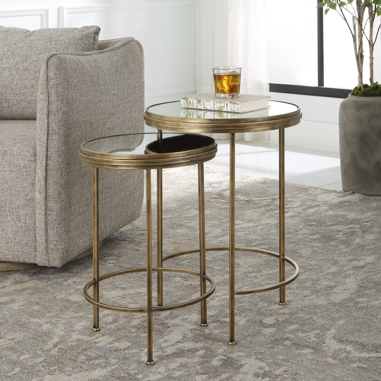 Nesting Tables (Set of 2) - Brushed Gold