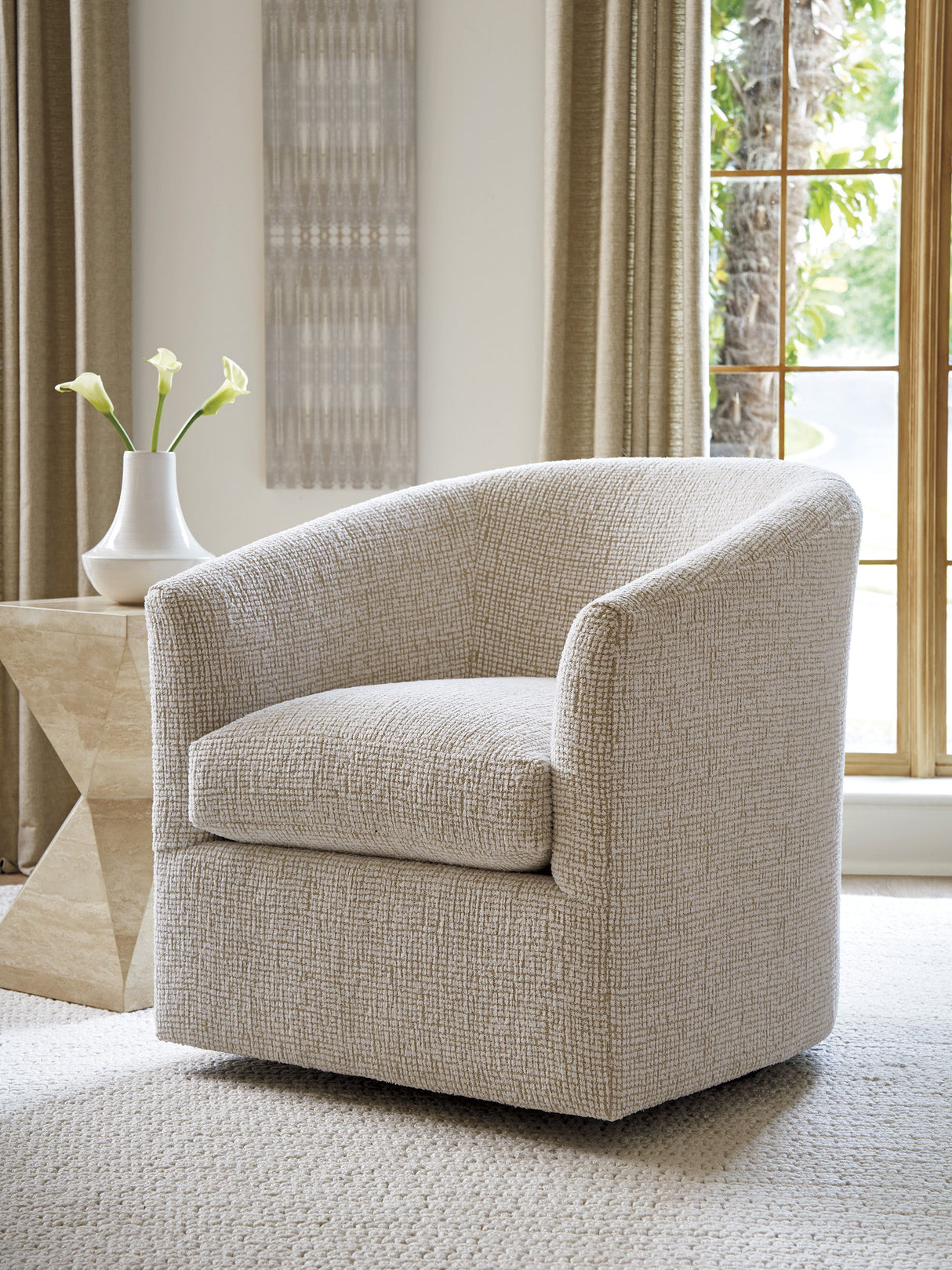 Sunset Key - Candice Swivel Chair - Light Beige