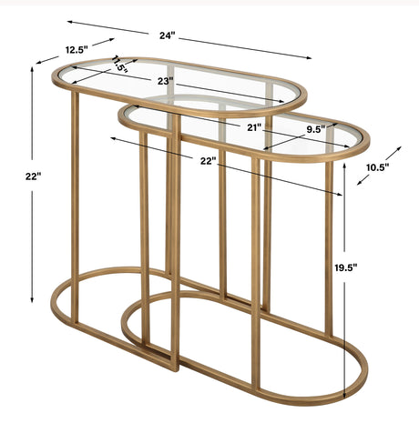 Nesting Tables (Set of 2) - Antique Brushed Brass