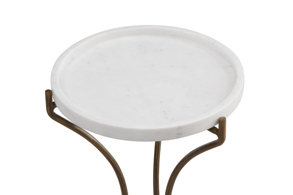 Mcgowan - Accent Table - Antique Brass/White Marble