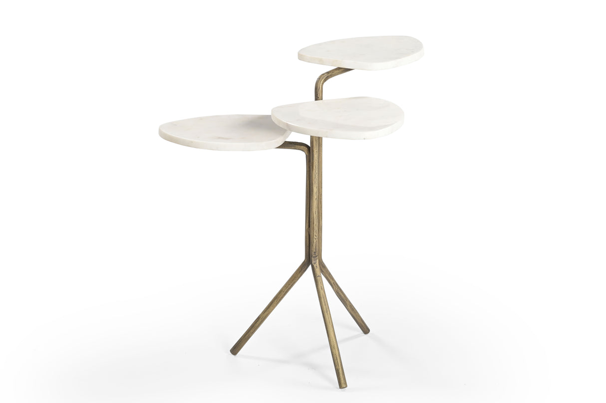 Alpine - Accent Table - Brass / White