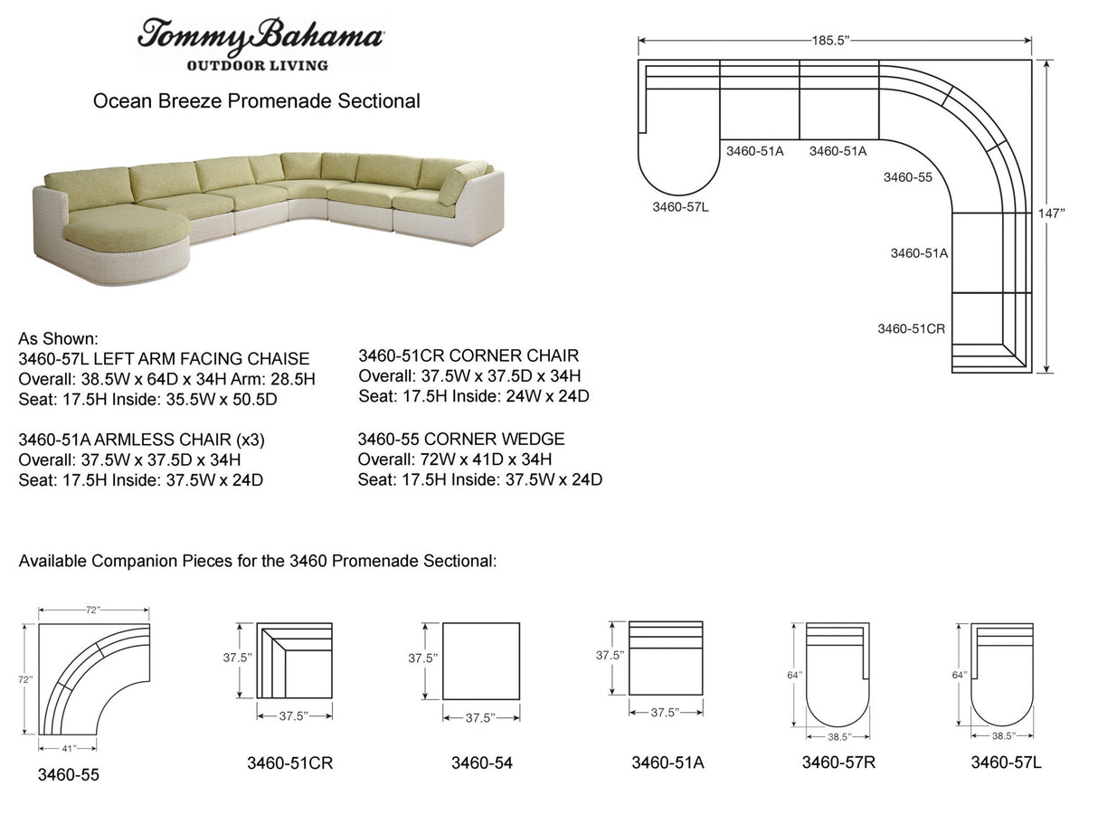 Ocean Breeze Promenade - Sectional - White / Beige