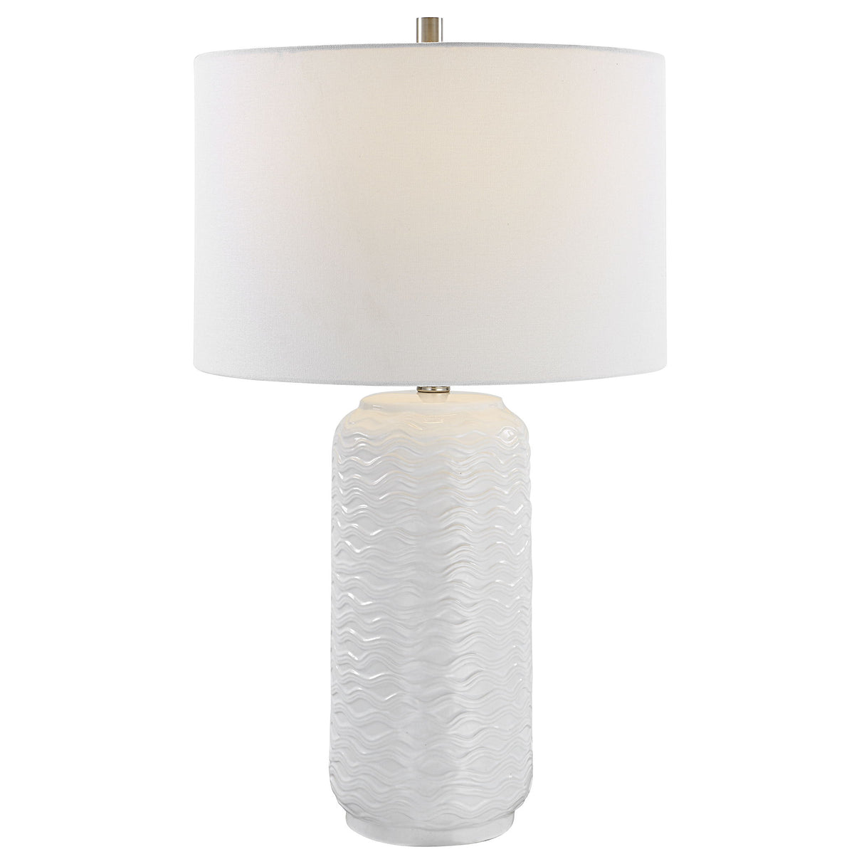 Table Lamp - White & Brushed Nickel