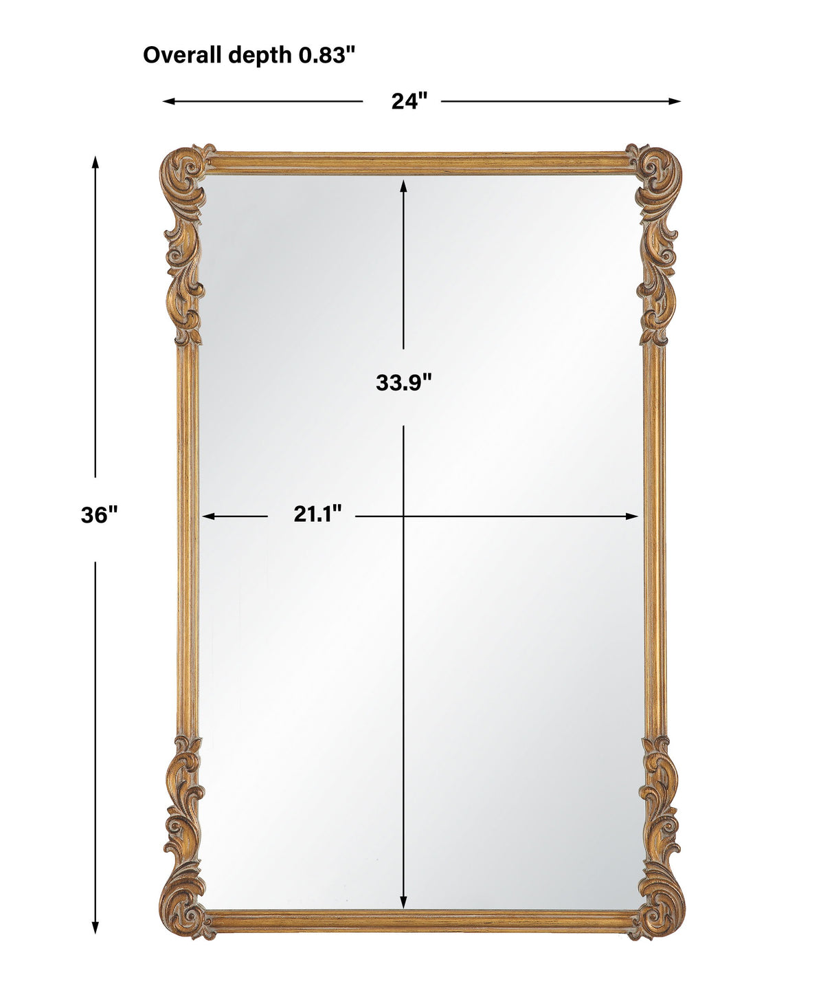 Mirror Vertically Or Horizontally - Antique Gold