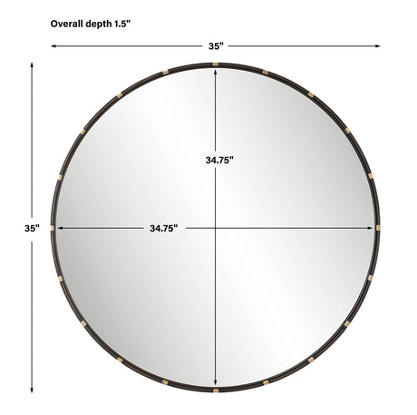 Round Framed Mirror - Dark Bronze