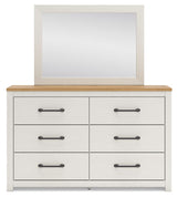 Linnocreek - White / Warm Brown - Dresser And Mirror