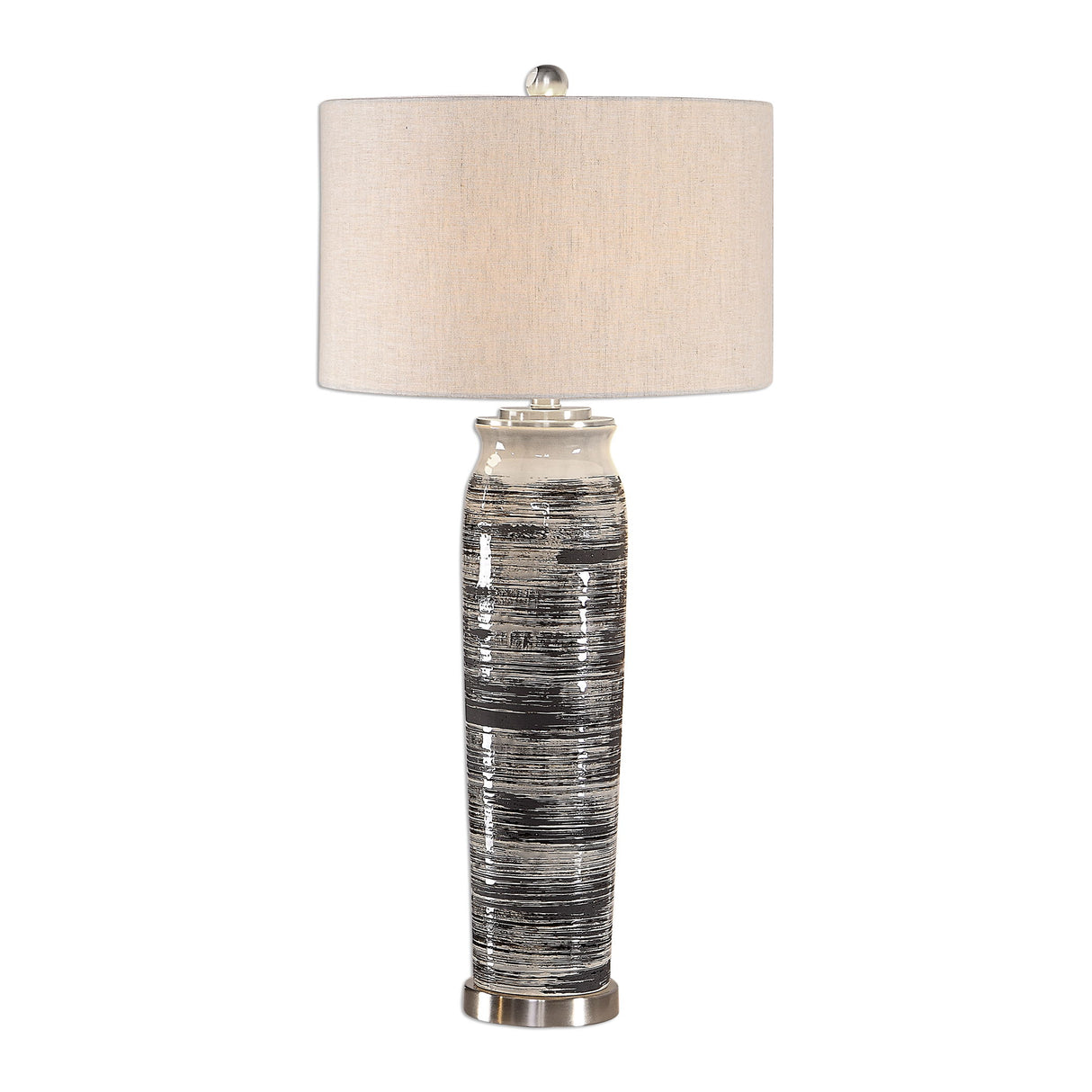 Table Lamp - Dark Gray & Cream & Espresso