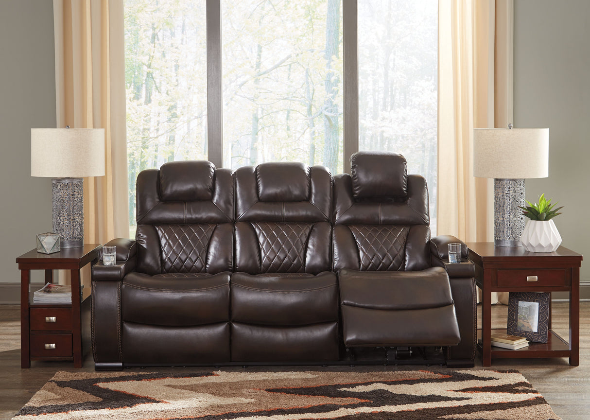 Warnerton - Brown Dark - Pwr Rec Sofa With Adj Headrest