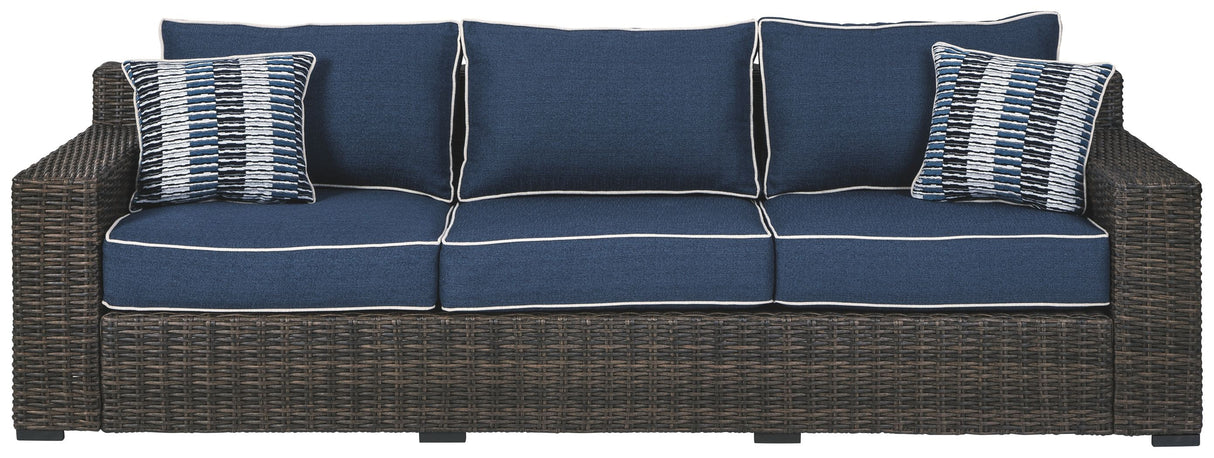 Wallis Sands  - Brown/Blue - Sofa with Cushion