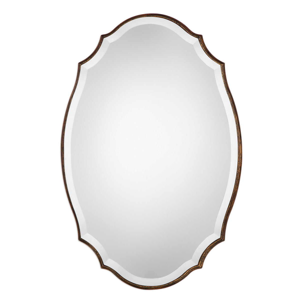 Shaped Bevel Mirror - Antiqued Bronze