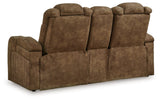 Wolfridge - Brindle - Power Reclining Loveseat With Console /Adj Hdrst