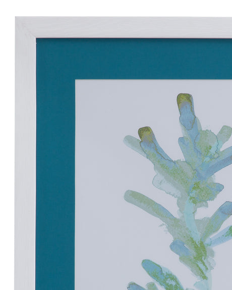 Watercolor Seaweed - I Framed Print - Blue / White