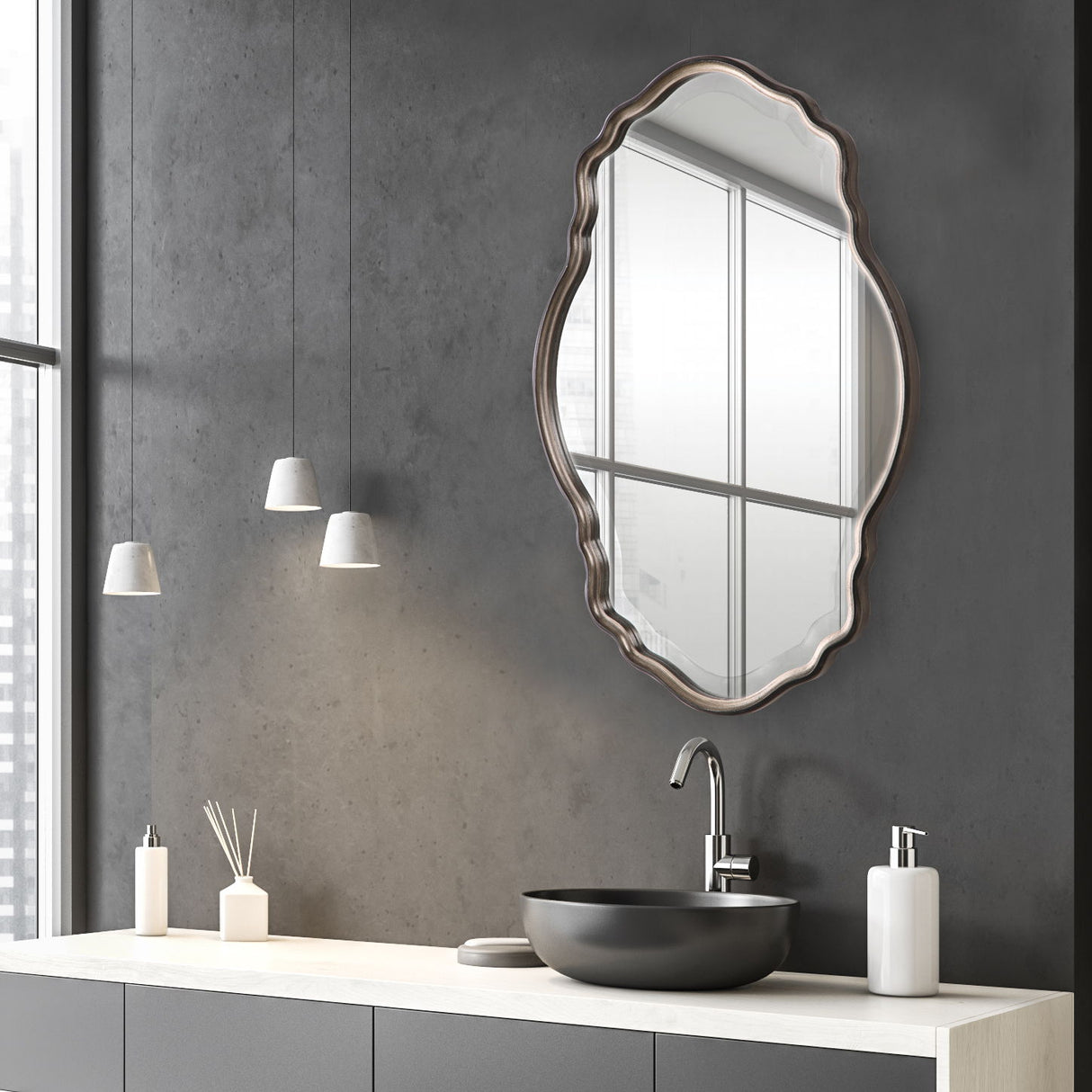 Mirror - Antiqued Silver Champagne