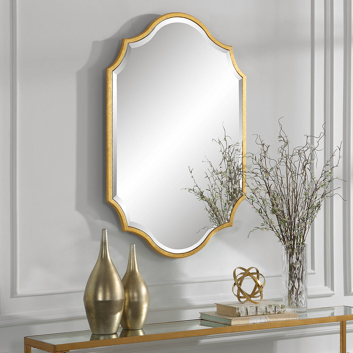 Mirror With Elegant Curves And Arches - Gold Leaf