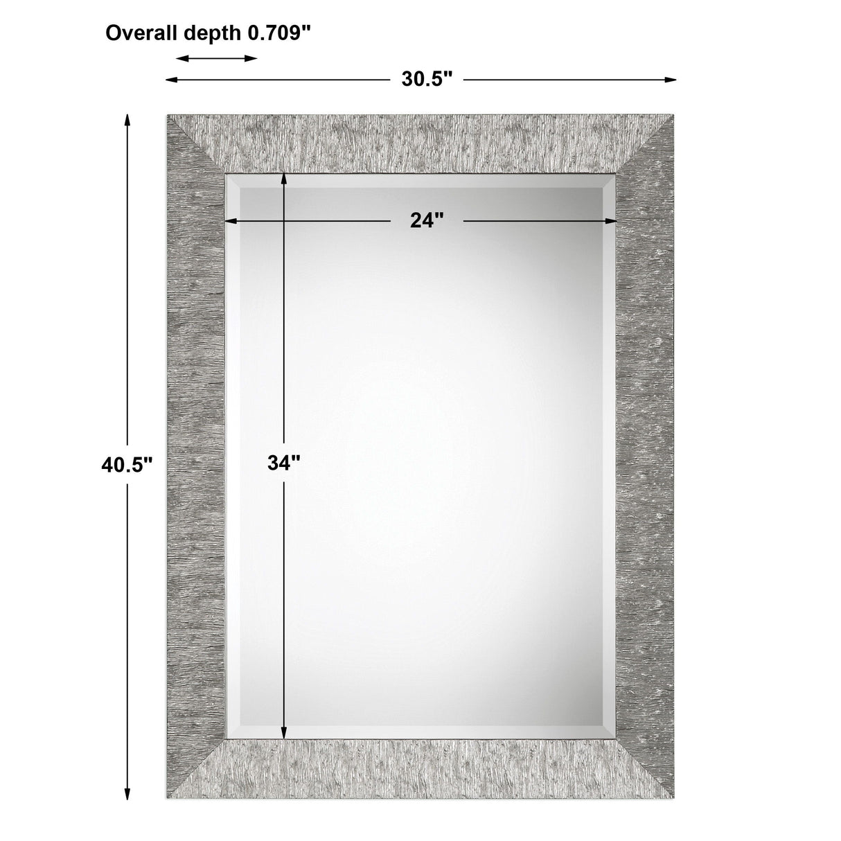 Textured Surface Mirror - Metallic Silver