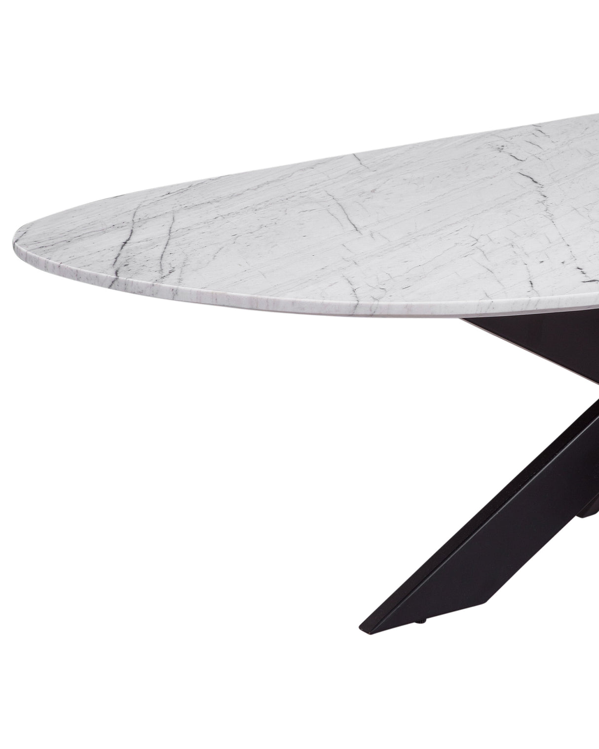 Barton - Oval Coffee Table - Black Iron / White Marble