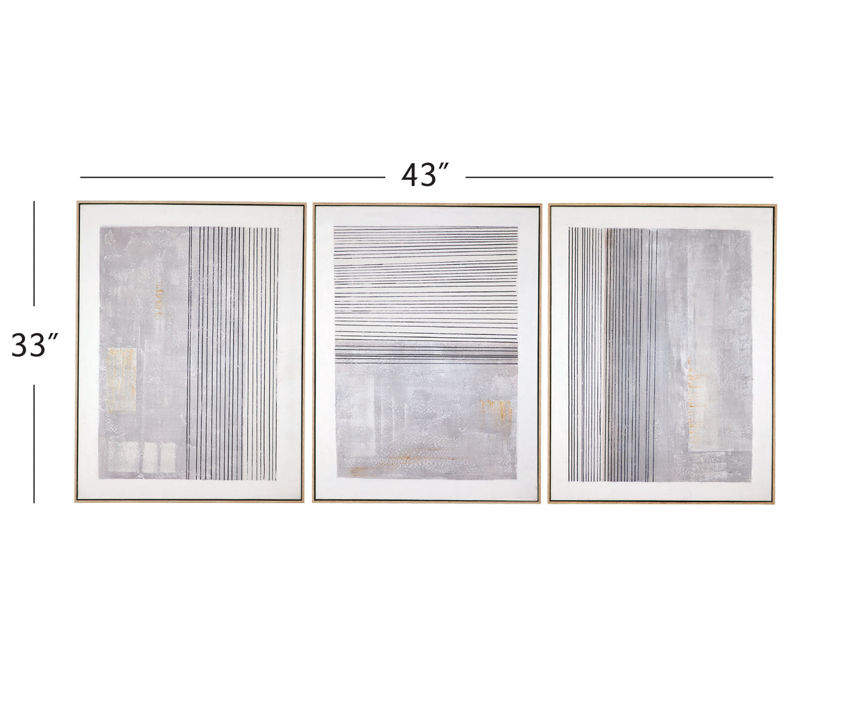 Razi - Framed Canvas (Set of 3) - Gray