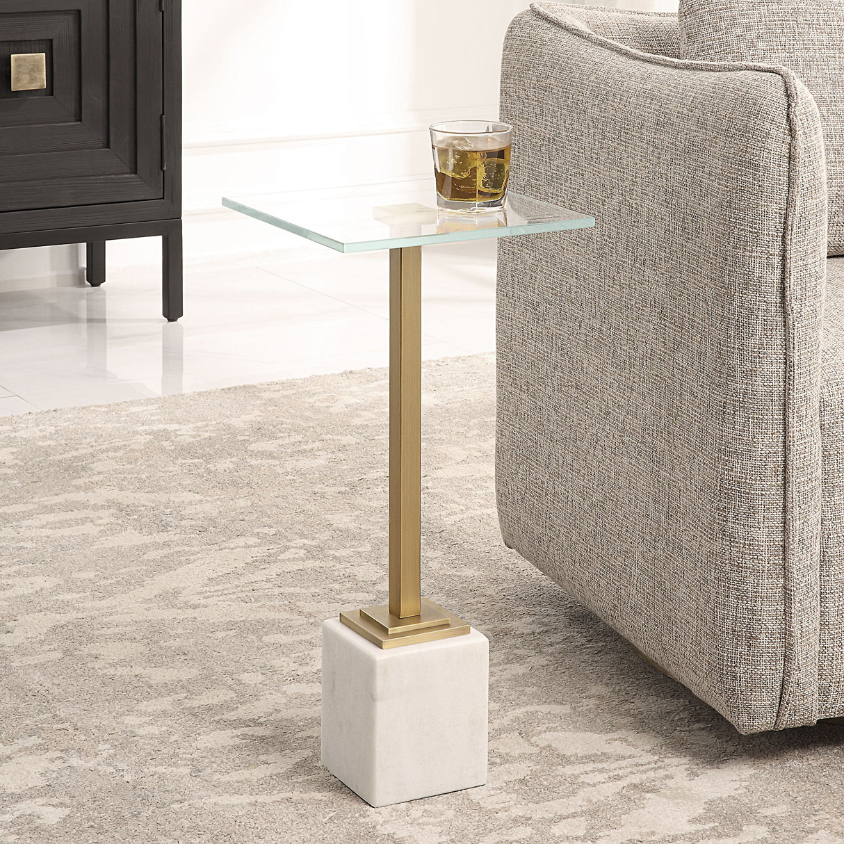 Martini Table - Brushed Brass & White