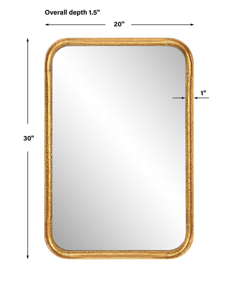 Mirror Mirror With Hammered Frame - Lightly Antiqued Gold