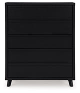 Danziar - Black - Five Drawer Wide Chest