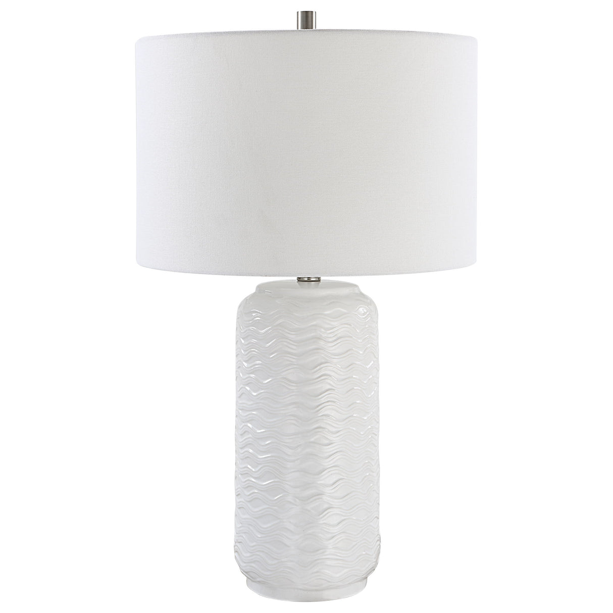 Table Lamp - White & Brushed Nickel