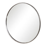 Round Narrow Metal Framed Mirror - Antique Silver