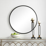 Contemporary Round Mirror - Black Matte