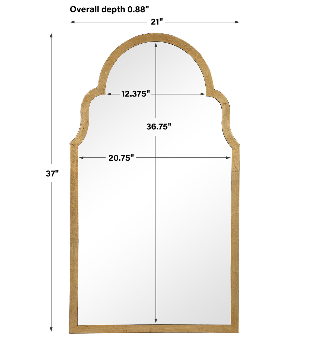 Shaped Arch Top Frame Mirror - Gold Leaf