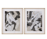 Ink Wash Gesture - Framed Print (Set of 2) - Beige / Black