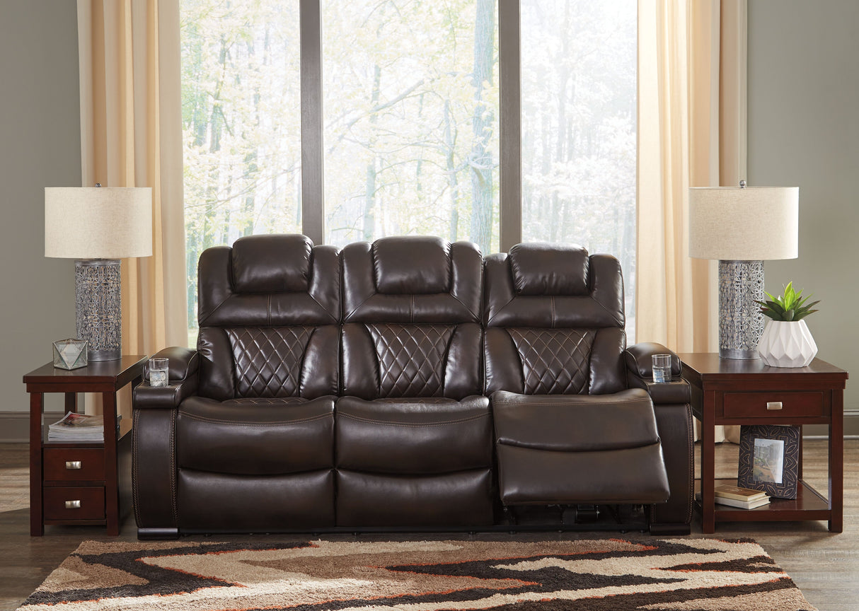 Warnerton - Brown Dark - Pwr Rec Sofa With Adj Headrest