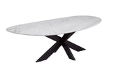 Barton - Oval Coffee Table - Black Iron / White Marble