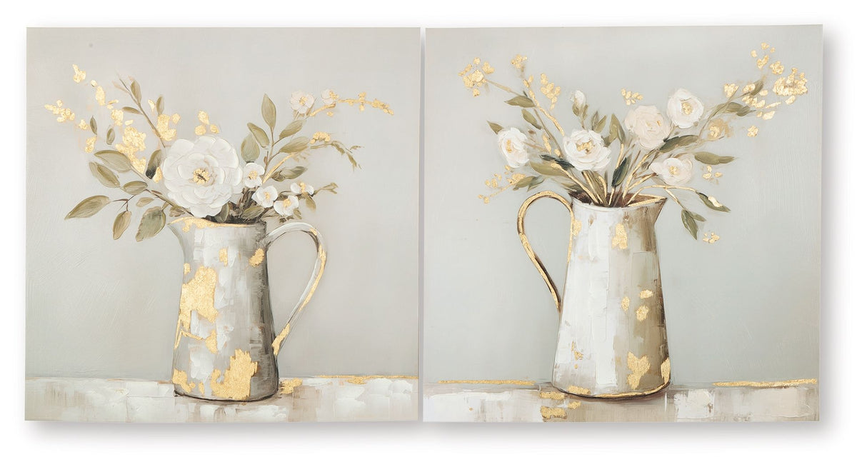 Amoryville - Taupe / Green / Gold Finish - Wall Art Set (Set of 2)