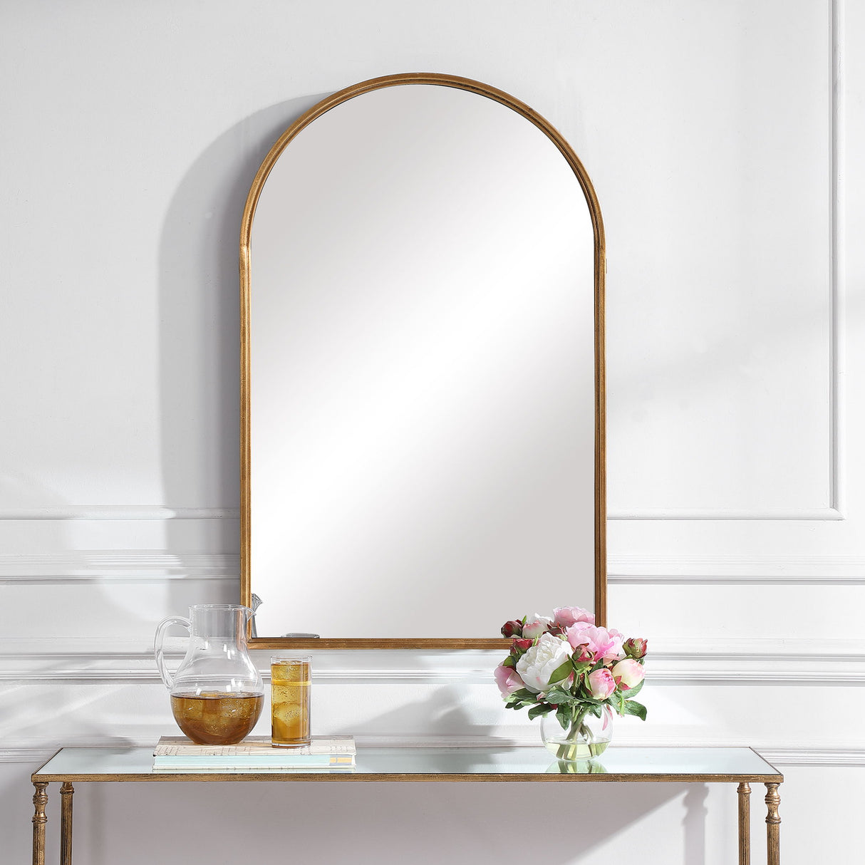 Arch Mirror - Lightly Antiqued Gold