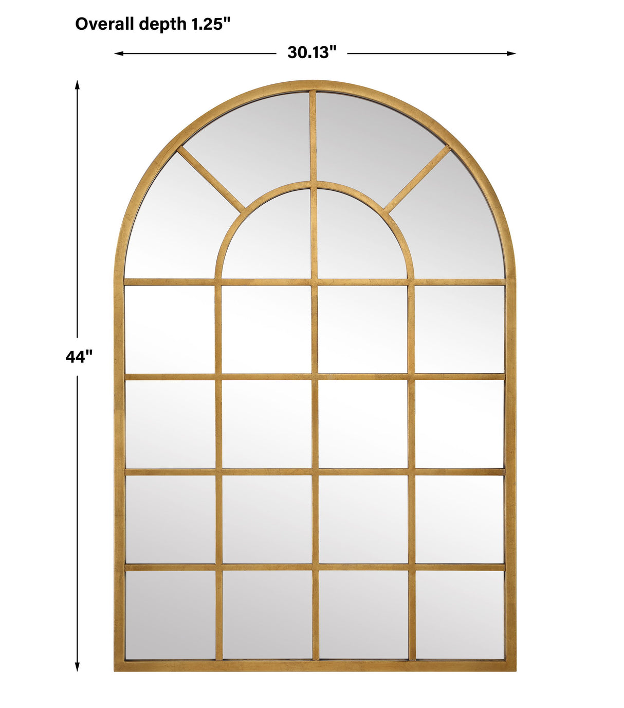 Arched Windowpane Mirror - Gold Leaf