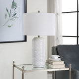 Table Lamp - White & Brushed Nickel