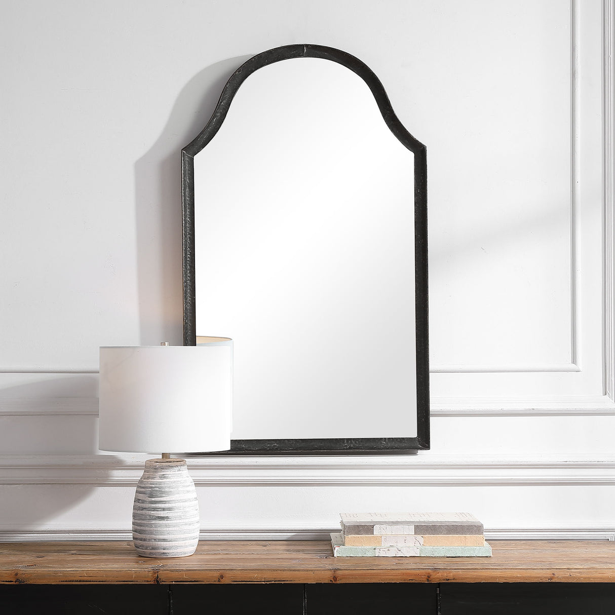 Mirror With Hammered Frame - Black