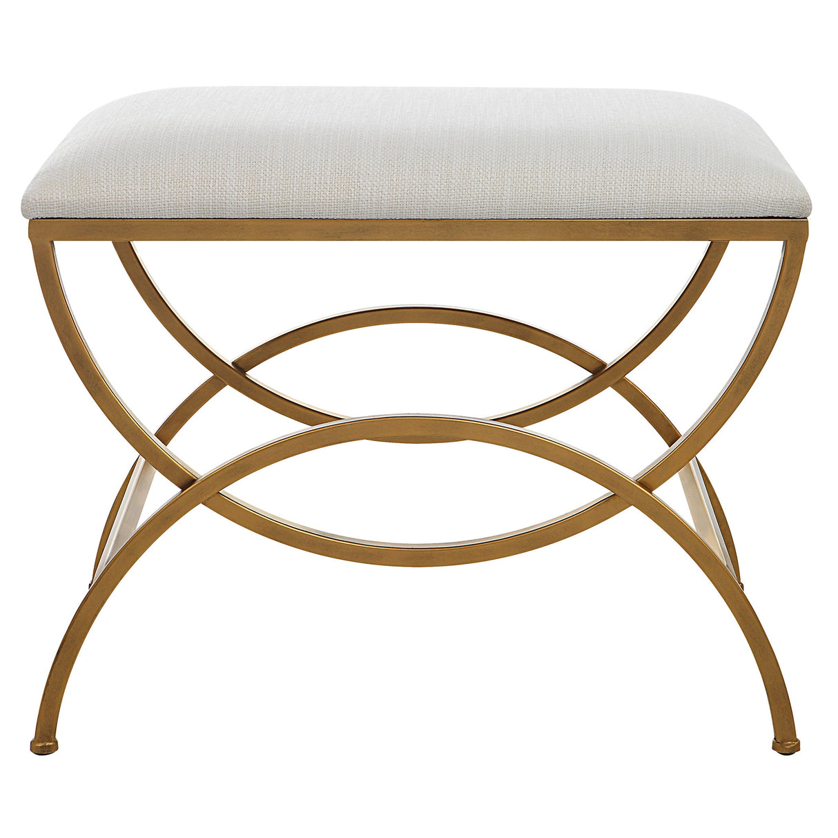 Upholstered Accent Stool - Antique Brushed Brass