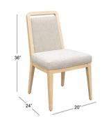 Damone - Dining Chair - Cerused White Oak / Beige