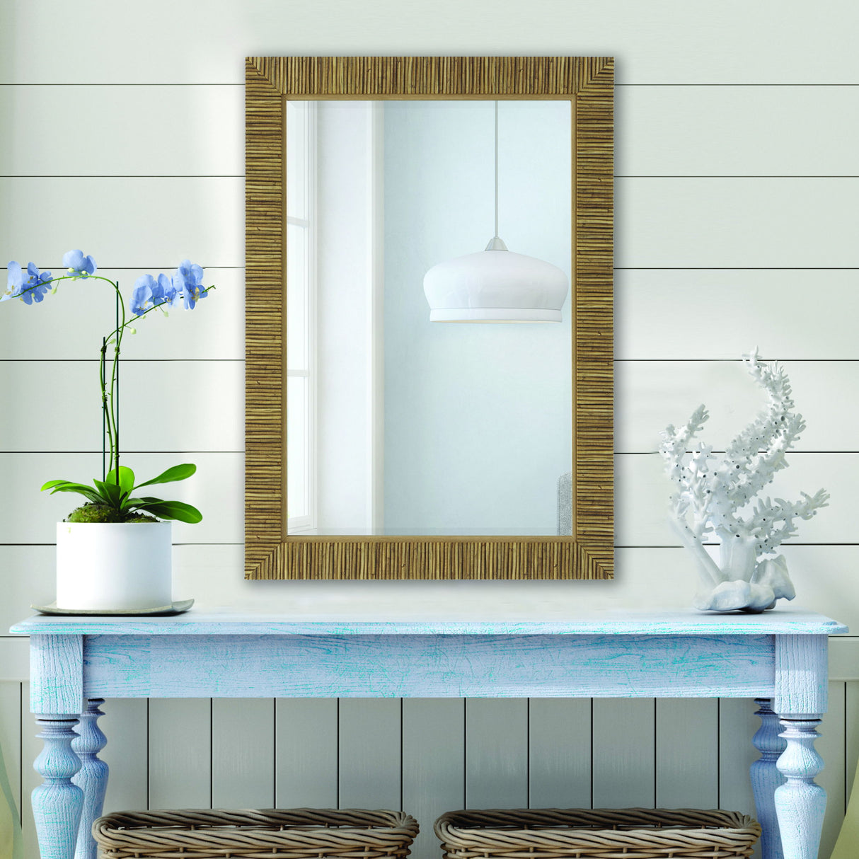 Textured Wrap Mirror - Natural