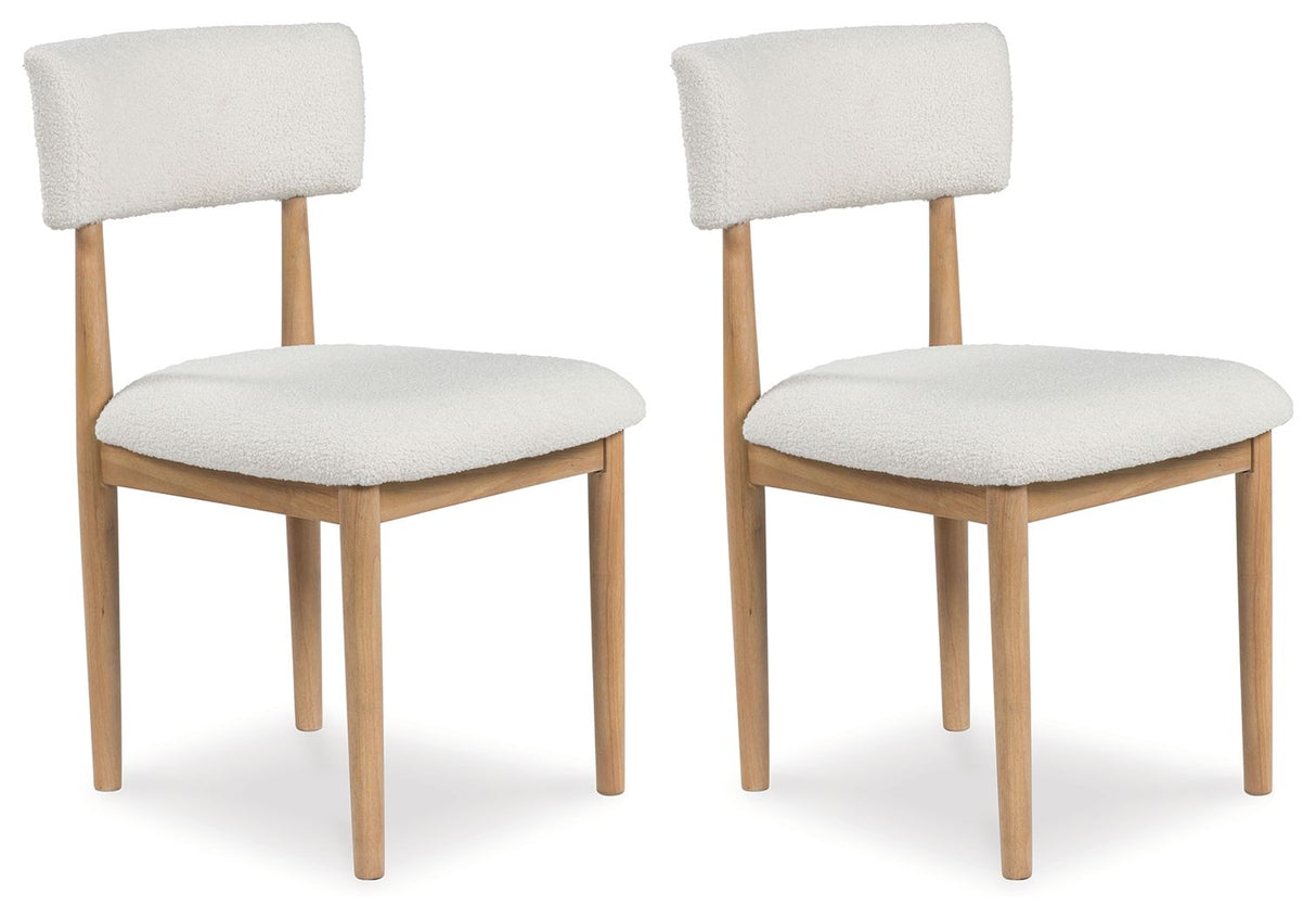 Sawdyn - White / Light Brown - Dining Upholstered Side Chair (Set of 2)